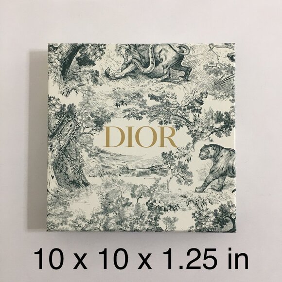 Dior Other - DIOR Empty Gift Box Hard Paper Green Animal Prints Squared Flat Accessory Box